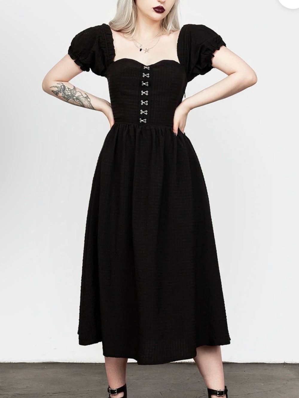 Disturbia mortem Black Puff Sleeve Midi Dress - 6